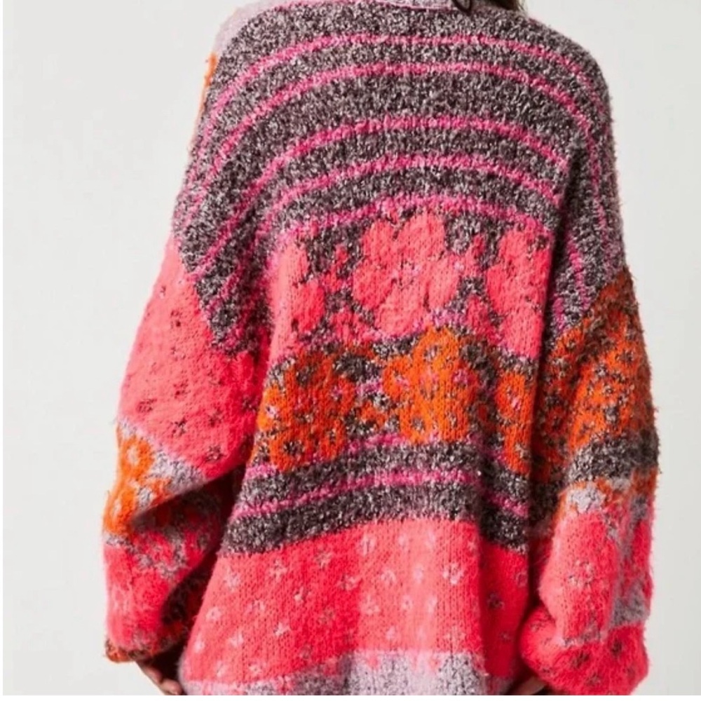 Free people gather me close cardi in passion flower combo/pink rose - Picture 5 of 5